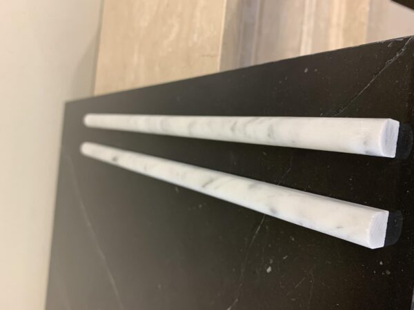 Carrara White Pencil 1/2x12 Honed Marble Trim 2