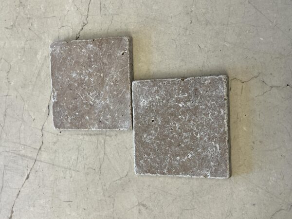 Noce Travertine 4x4 Brown Tumbled Tile