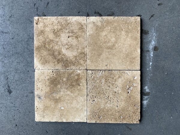 Noce Travertine 6x6 Brown Tumbled Tile 1