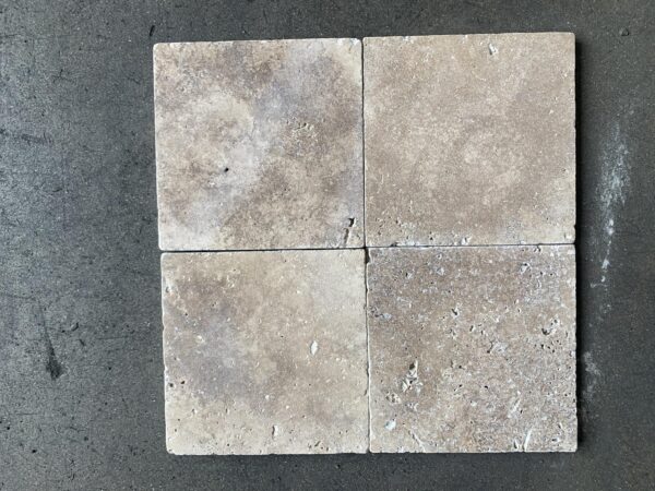 Noce Travertine 6x6 Brown Tumbled Tile 2