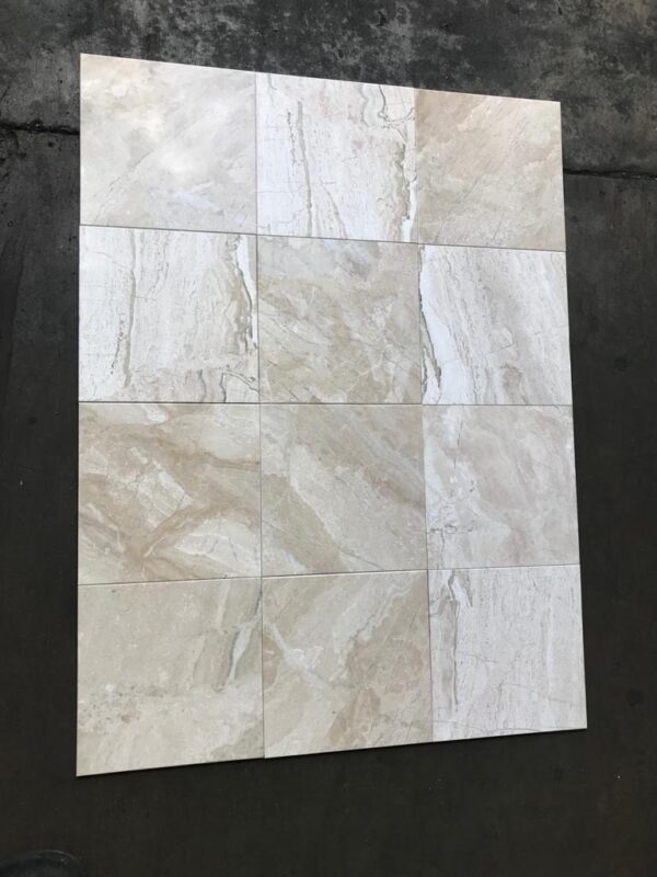 Breccia Bianco Diana Royal 12x12 White Polished Marble Tile