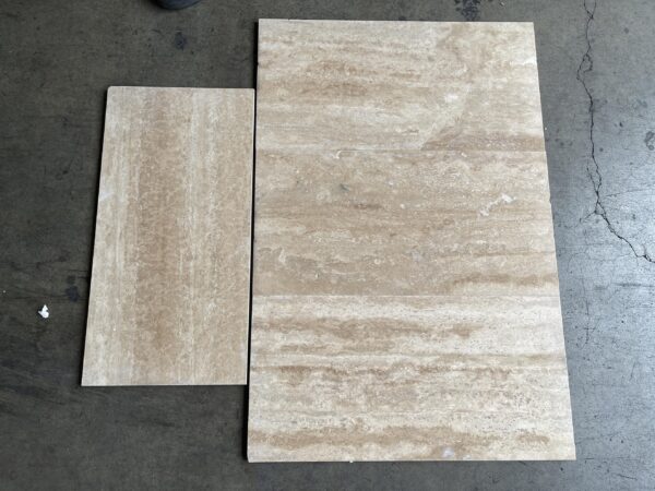 Walnut Travertine 12x24 Brown Filled and Honed Vein Cut Tile 1