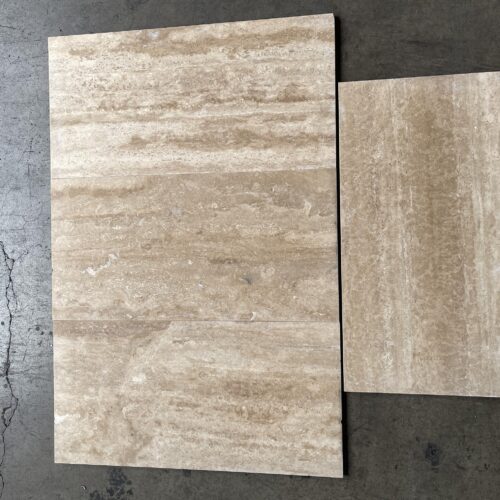 Walnut Travertine 12x24 Brown Filled and Honed Vein Cut Tile 0