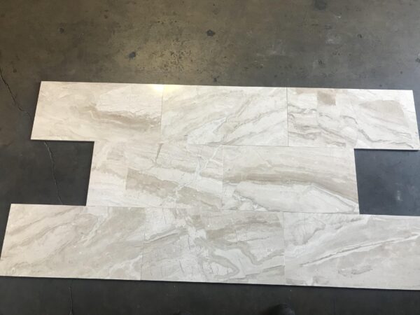 Breccia Bianco Diana Royal 12x24 White Polished Marble Tile 4