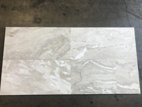 Breccia Bianco Diana Royal 12x24 White Polished Marble Tile 3