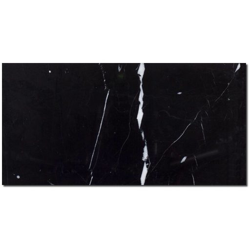 Nero Marquina 12x24 Black Rectangle Polished Marble Tile 1