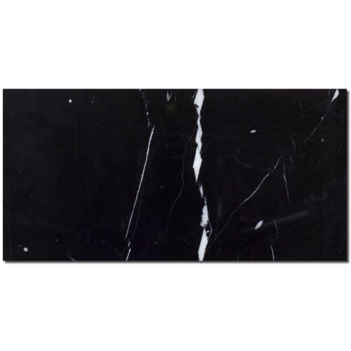 Nero Marquina 12x24 Black Rectangle Polished Marble Tile 0