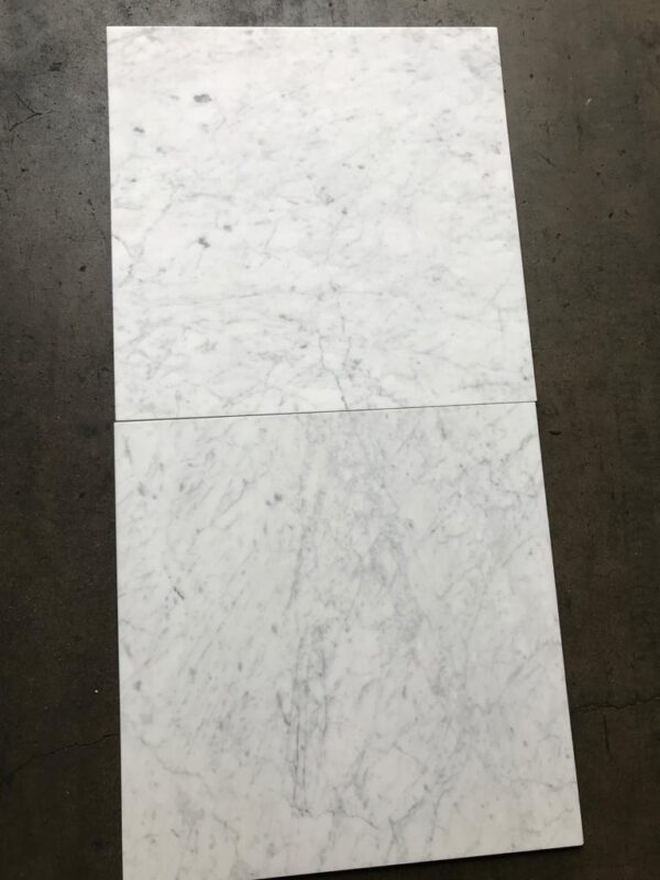 Carrara White 18x18 Honed Marble Tile 6