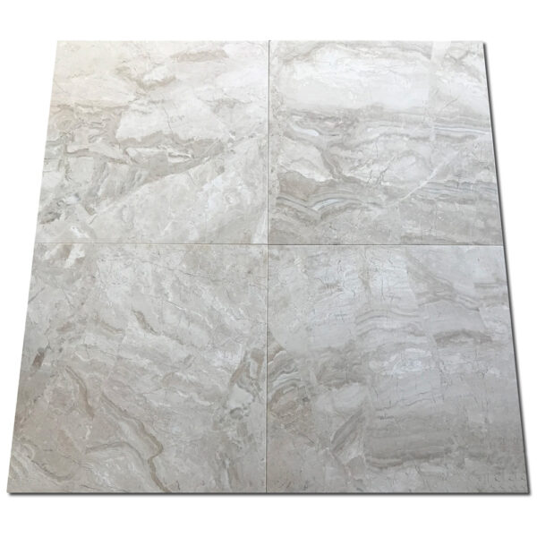Breccia Bianco Diana Royal 18x18 White Honed Marble Tile 1