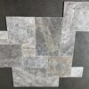 Silver Versailles Pattern Brushed/Chiseled Travertine Paver 4