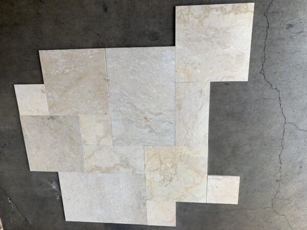 Golden Sand Versailles Pattern Brushed/Straight Edge Marble Tile 1