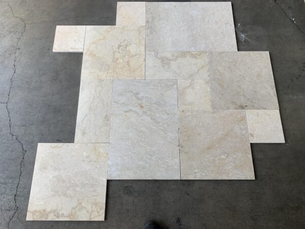 Golden Sand Versailles Pattern Brushed/Straight Edge Marble Tile 0