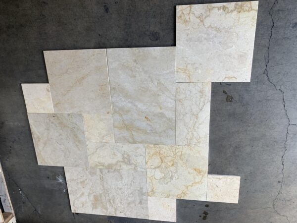 Golden Sand Versailles Pattern Brushed/Straight Edge Marble Tile 2