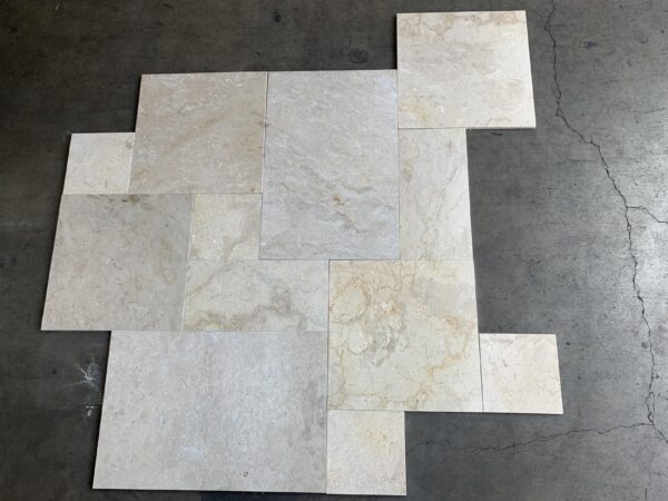 Golden Sand Versailles Pattern Brushed/Straight Edge Marble Tile 5