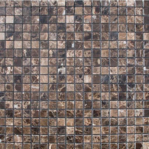 Emperador Dark 5/8x5/8 Square Tumbled Marble Mosaic 1
