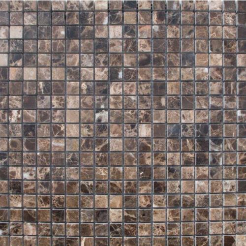 Emperador Dark 5/8x5/8 Square Tumbled Marble Mosaic 0