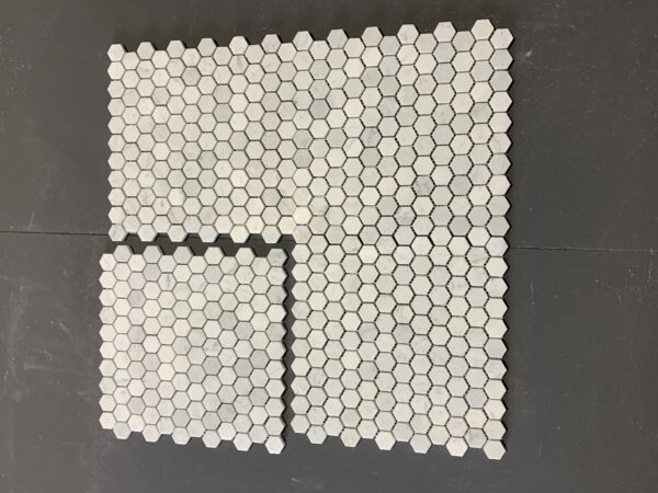 Carrara White Mosaic Hexagon 1" Honed Marble 2