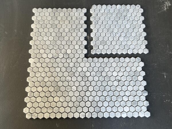 Carrara White Mosaic Hexagon 1" Polished Marble 2
