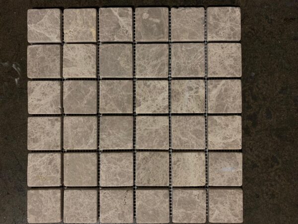 Emperador Light Mosaic 2x2 Brown Square Tumbled Marble 2