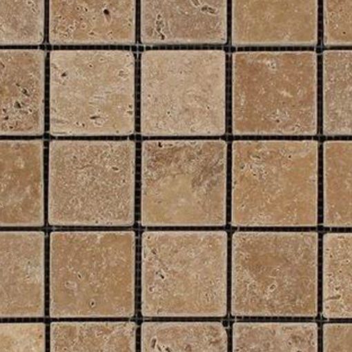 Noce Mosaia 2x2 Brown Tumbled Travertine Mosaic 2