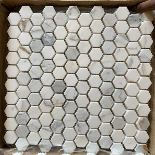 Calacatta Gold Hexagon 1" Polished Marble Mosaic 0
