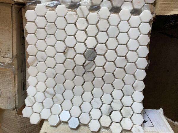 Calacatta Gold Hexagon 1" Polished Marble Mosaic 1