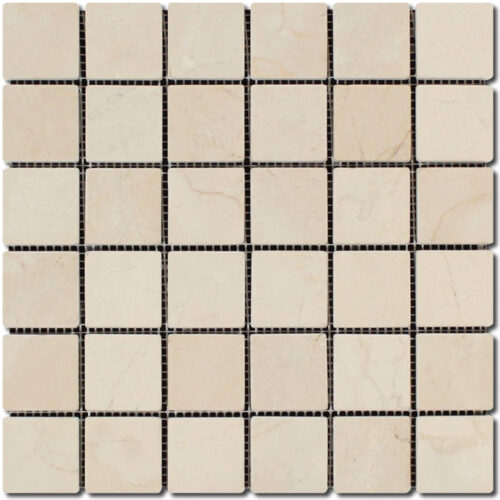 Crema Marfil 2x2 Beige Square Tumbled Marble Mosaic 0