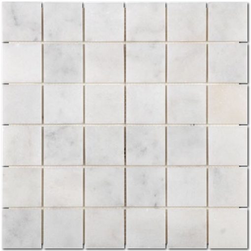 Carrara White Mosaic 2x2 Square Honed Marble 1