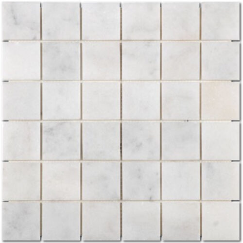 Carrara White Mosaic 2x2 Square Honed Marble 0
