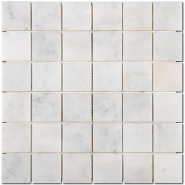 Carrara White Mosaic 2x2 Square Honed Marble 0