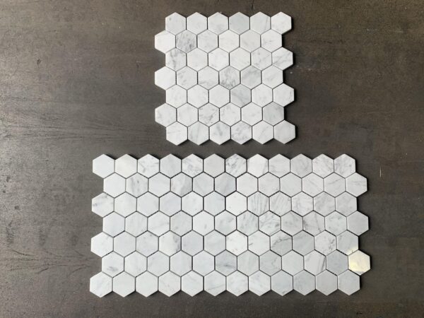 Carrara White Mosaic Hexagon 2" Polished Marble 2