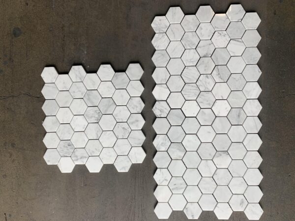 Carrara White Mosaic Hexagon 2" Polished Marble 3