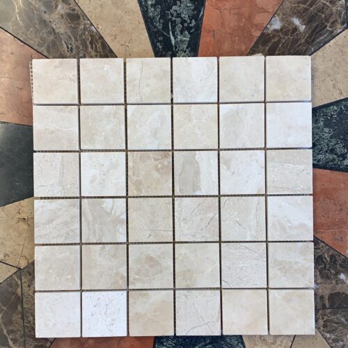 Breccia Bianco Diana Royal 2x2 White Square Polished Marble Mosaic 0