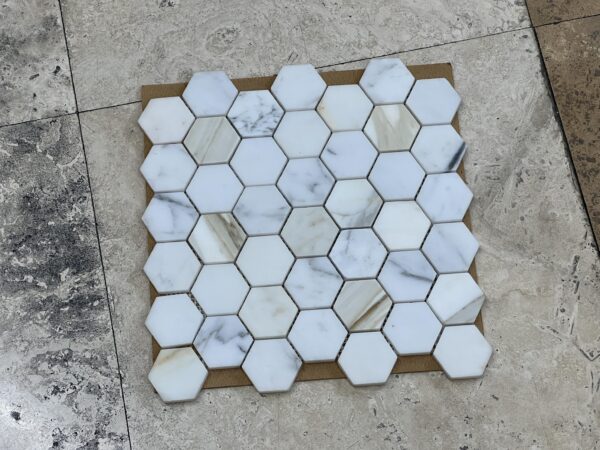 Calacatta Gold Hexagon 2" Polished Marble Mosaic 3