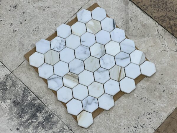 Calacatta Gold Hexagon 2" Polished Marble Mosaic 2
