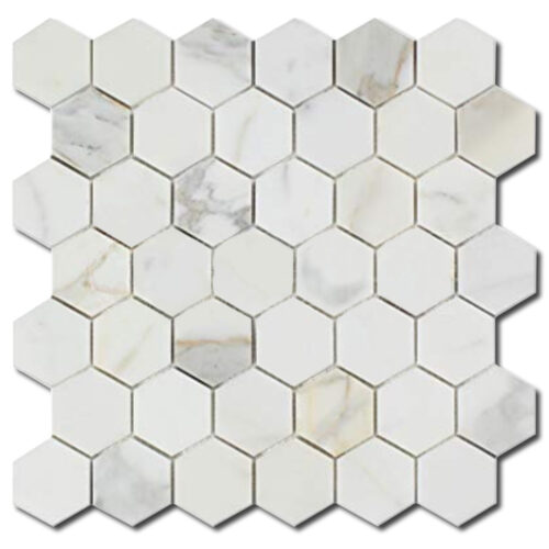 Calacatta Gold Hexagon 2" Honed Marble Mosaic 0