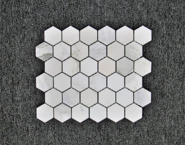 Calacatta Gold Hexagon 2" Honed Marble Mosaic 2