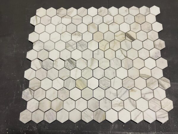 Calacatta Gold Hexagon 2" Honed Marble Mosaic 4
