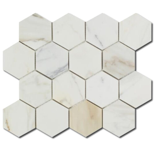 Calacatta Gold Hexagon 3" Polished Marble Mosaic 0