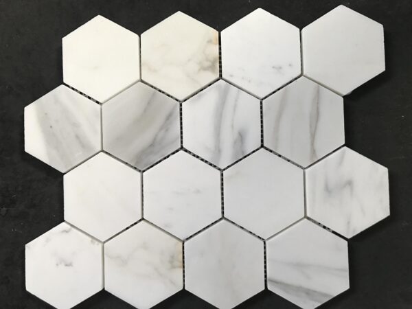 Calacatta Gold Hexagon 3" Polished Marble Mosaic 2