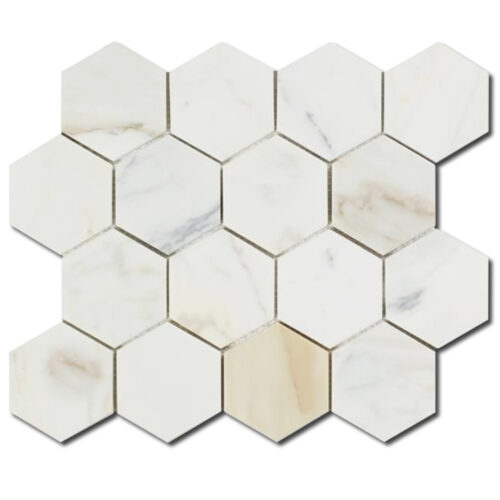 Calacatta Gold Hexagon 3" Honed Marble Mosaic 0