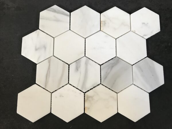Calacatta Gold Hexagon 3" Honed Marble Mosaic 3