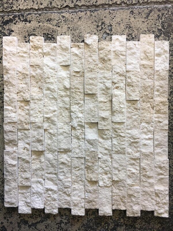 Ivory Travertine 1x2 Split Face Mosaic