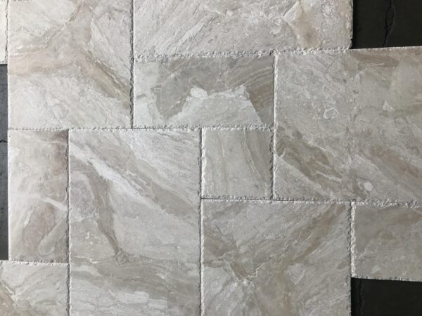 Breccia Bianco Diana Royal Versailles Pattern White Brushed/Chiseled Marble Tile 6
