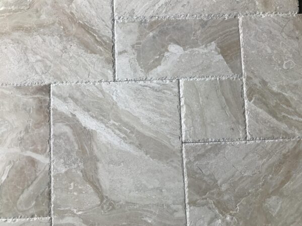 Breccia Bianco Diana Royal Versailles Pattern White Brushed/Chiseled Marble Tile 4