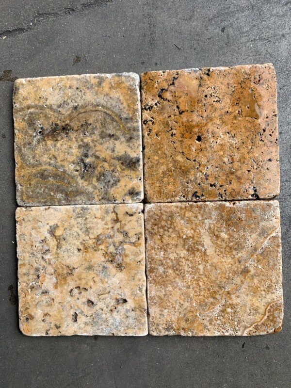 Scabos Travertine 6x6 Multicolor Tumbled Tile 1