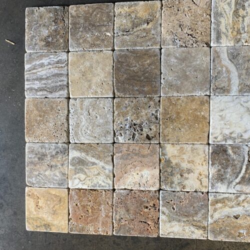 Scabos Travertine 4x4 Multicolor Tumbled Tile 0