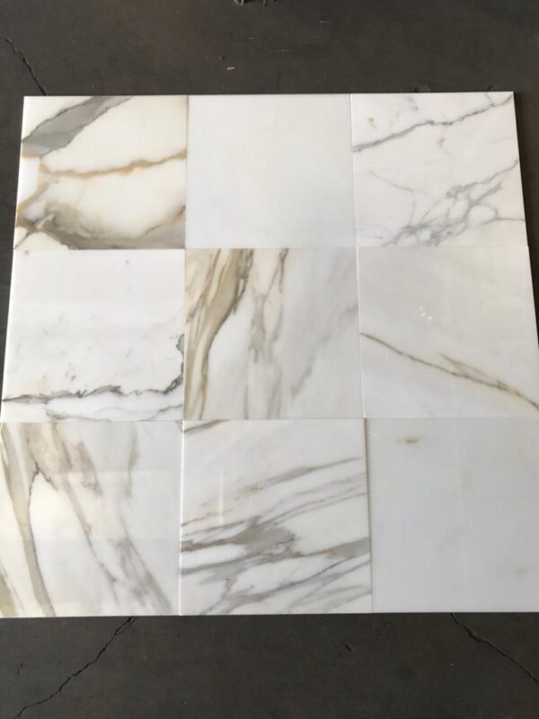 Calacatta Gold 12x12 White Polished Marble Tile 2