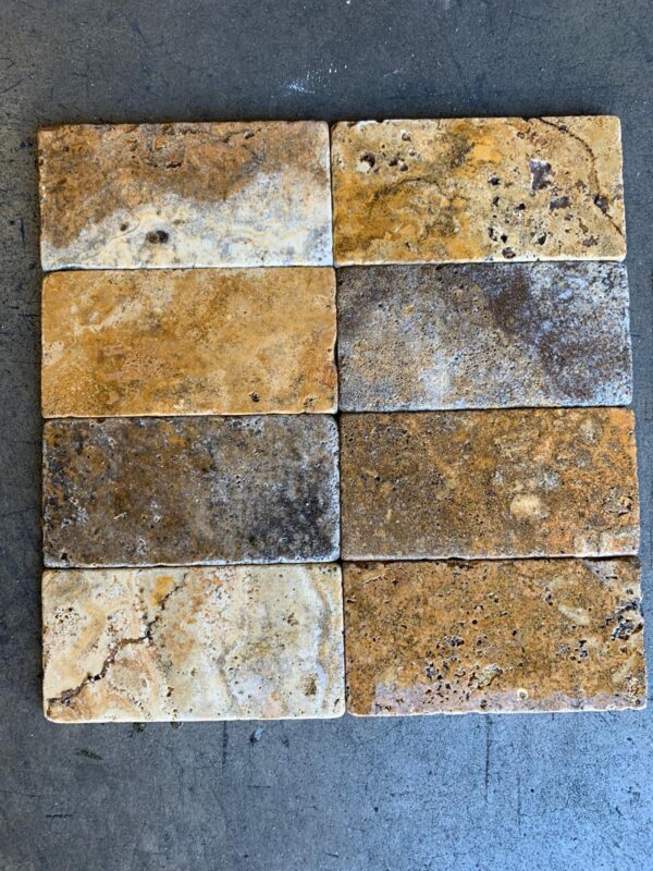Scabos Travertine 3x6 Multicolor Tumbled Tile 0