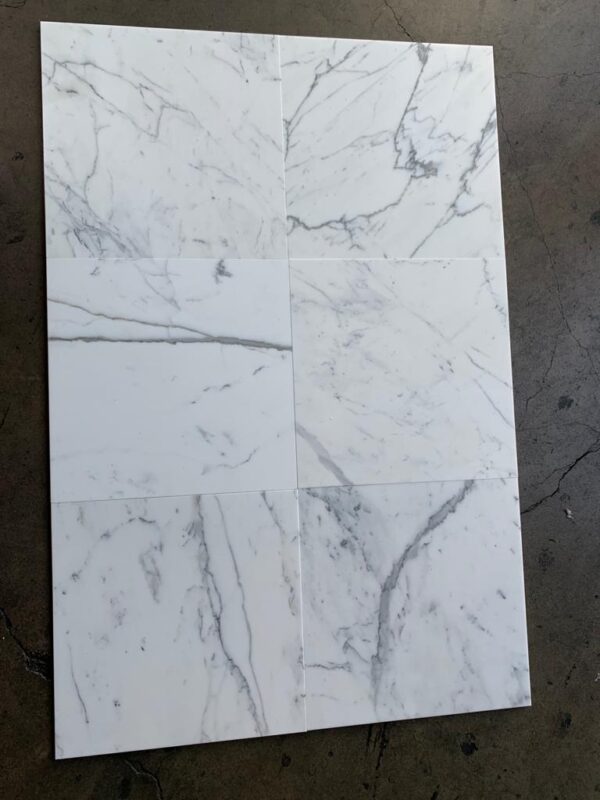 Calacatta Gold 18x18 White Honed Marble Tile 2